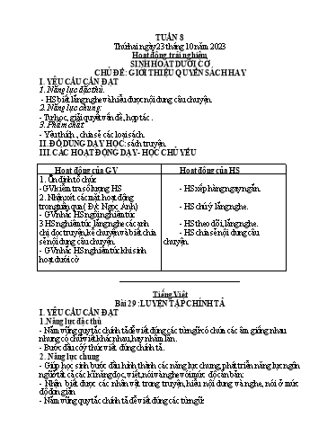 Kế hoạch bài dạy Toán + Tiếng Việt 1 - Tuần 8 - Năm học 2023-2024 - Phan Thị Tú Oanh