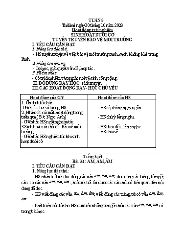 Kế hoạch bài dạy Toán + Tiếng Việt 1 - Tuần 9 - Năm học 2023-2024 - Phan Thị Minh Thư