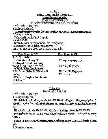 Kế hoạch bài dạy Toán + Tiếng Việt 1 - Tuần 9 - Năm học 2023-2024 - Phan Thị Tú Oanh