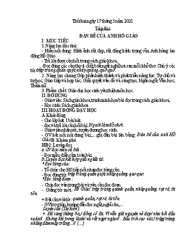 Kế hoạch bài dạy Toán + Tiếng Việt 2 (Kết nối tri thức) - Tuần 34 - Năm học 2020-2021 - Dương Thị Nga