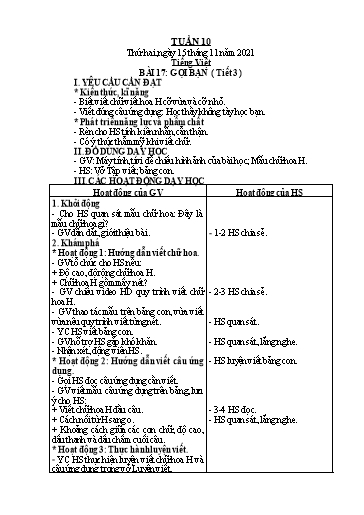 Kế hoạch bài dạy Toán + Tiếng Việt 2 - Tuần 10 - Năm học 2021-2022 - Phan Thị Minh Thư
