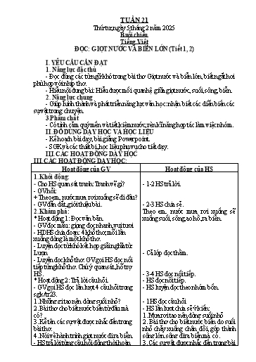 Kế hoạch bài dạy Toán + Tiếng Việt 2 - Tuần 21 - Năm học 2024-2025 - Phan Thị Minh Thư