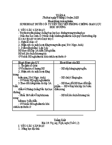 Kế hoạch bài dạy Toán + Tiếng Việt Lớp 1 - Tuần 6 - Năm học 2023-2024 - Phan Thị Minh Thư