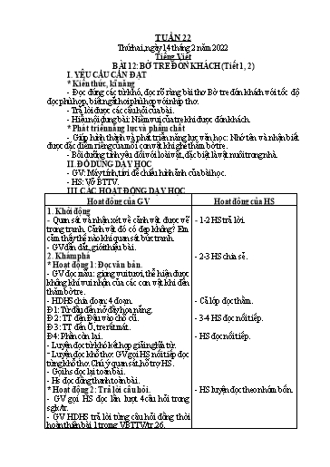 Kế hoạch bài dạy Toán + Tiếng Việt Lớp 2 - Tuần 22 - Năm học 2021-2022 - Phan Thị Minh Thư