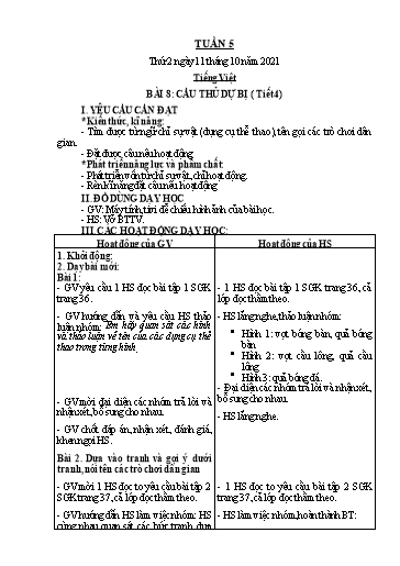 Kế hoạch bài dạy Toán + Tiếng Việt Lớp 2 - Tuần 3 - Năm học 2021-2022 - Phan Thị Minh Thư