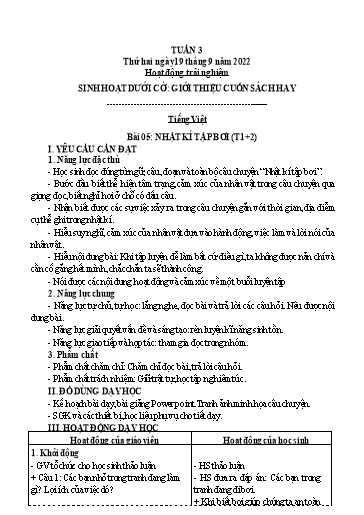 Kế hoạch bài học Tiếng Việt + Toán 3 (Kết nối tri thức) - Tuần 4 - Năm học 2022-2023 - Hà Thị Hiên